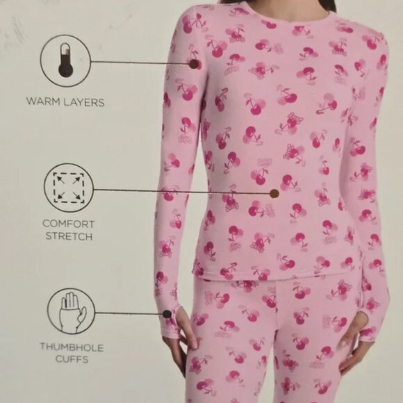 Juicy Couture Pink Cherry Print Long Sleeve Top & Legging Set - Picture 2 of 2